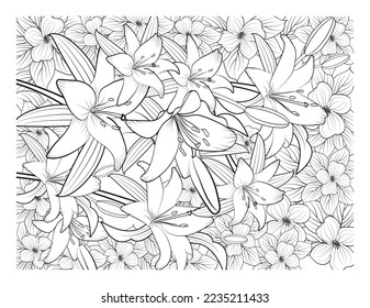 Coloring book for adult and older children. Coloring page with flowers pattern fram
