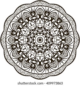 Coloring book for adult and older children. Coloring page with mandala.