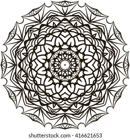 Coloring book for adult and older children. Coloring page with mandala.