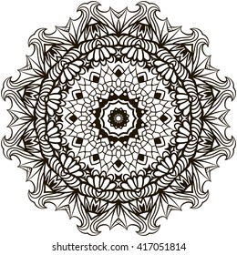 Coloring book for adult and older children. Coloring page with mandala.