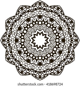 Coloring book for adult and older children. Coloring page with mandala.