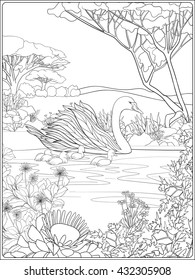 Download Swan Coloring Page Images Stock Photos Vectors Shutterstock