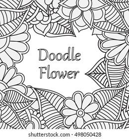 Coloring book for adult and older children. Coloring page with vintage flowers pattern