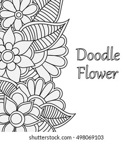 Coloring book for adult and older children. Coloring page with vintage flowers pattern