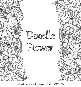 Coloring book for adult and older children. Coloring page with vintage flowers pattern