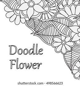 Coloring book for adult and older children. Coloring page with vintage flowers pattern
