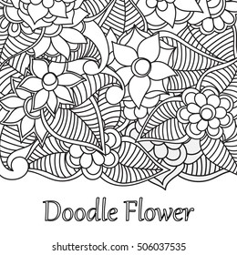 Coloring book for adult and older children. Coloring page with vintage flowers pattern
