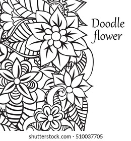 Coloring book for adult and older children. Coloring page with vintage flowers pattern