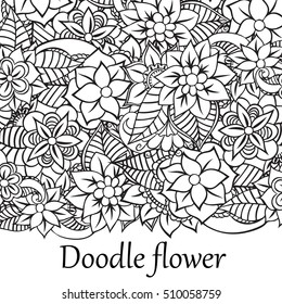 Coloring book for adult and older children. Coloring page with vintage flowers pattern