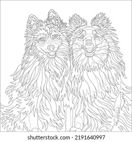 coloring book for adults dogs black and white drawing