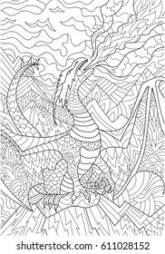 Coloring book for adults: dragon