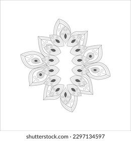 Coloring Book for adults. Hand drawn flowers in zentangle style for t-shirt design or tattoo and coloring book