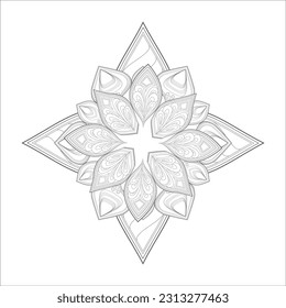 Coloring Book for adults. Hand drawn flowers in zentangle style for t-shirt design or tattoo and coloring book