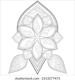 Coloring Book for adults. Hand drawn flowers in zentangle style for t-shirt design or tattoo and coloring book