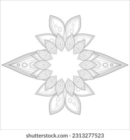 Coloring Book for adults. Hand drawn flowers in zentangle style for t-shirt design or tattoo and coloring book