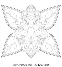 Coloring Book for adults. Hand drawn flowers in zentangle style for t-shirt design or tattoo and coloring book