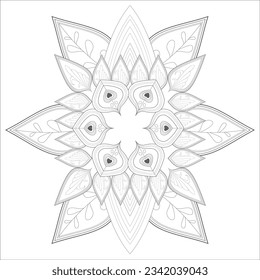 Coloring Book for adults. Hand drawn flowers in zentangle style for t-shirt design or tattoo and coloring book