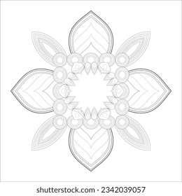 Coloring Book for adults. Hand drawn flowers in zentangle style for t-shirt design or tattoo and coloring book