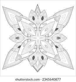 Coloring Book for adults. Hand drawn flowers in zentangle style for t-shirt design or tattoo and coloring book