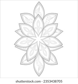 Coloring Book for adults. Hand drawn flowers in zentangle style for t-shirt design or tattoo and coloring book
