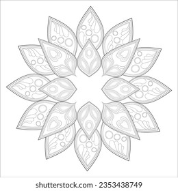 Coloring Book for adults. Hand drawn flowers in zentangle style for t-shirt design or tattoo and coloring book