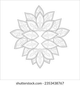Coloring Book for adults. Hand drawn flowers in zentangle style for t-shirt design or tattoo and coloring book