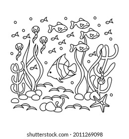 Coloring Book Adults Older Children Underwater Stock Vector (Royalty ...