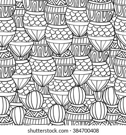 Coloring book for adults. Coloring pages.Seamless Vector hand drawn outline abstract ornamental ethnic stripe background.Coloring book for adults. Coloring pages.