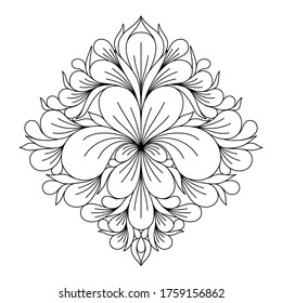 COLORING BOOK FOR ADULTS WITH A PLANT MANDALA ON A WHITE BACKGROUND IN VECTOR