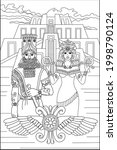 
Coloring book for adults. Sumerians. Sumerian king and queen. Ancient world. Vector image.