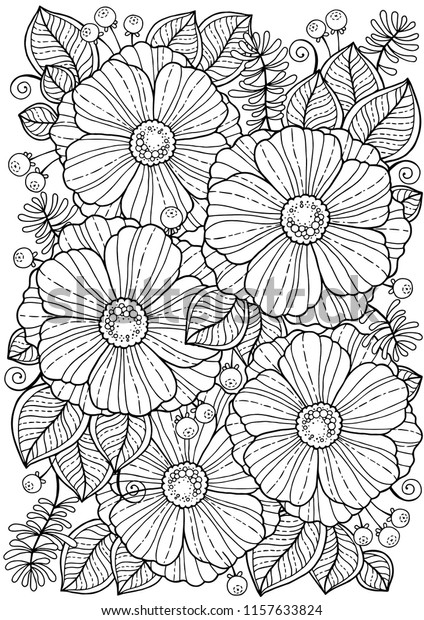 coloring book adults summer flowers vector stock vector