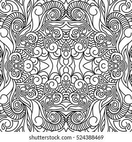 Coloring book for adults. Vector illustration for creative yoga. Hand drawing black and white.