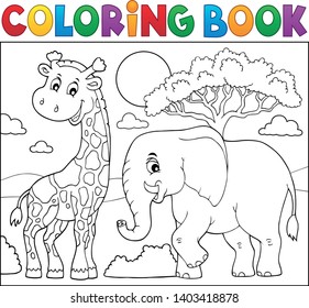 Coloring book African nature topic - eps10 vector illustration.