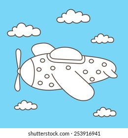 coloring book airplane sky 