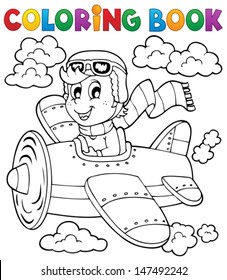 Coloring book airplane theme 1 - eps10 vector illustration.