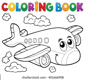 Coloring book airplane theme 2 - eps10 vector illustration.