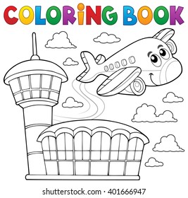 Colorante tema del avión del libro 3 - ilustración vectorial eps10.