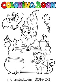 Coloring book alchemist theme 1 - vector illustration.