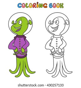 Coloring book with aliens. doodle 