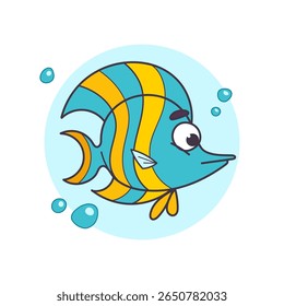 Livro de colorir Angelfish Com Plantas Aquáticas