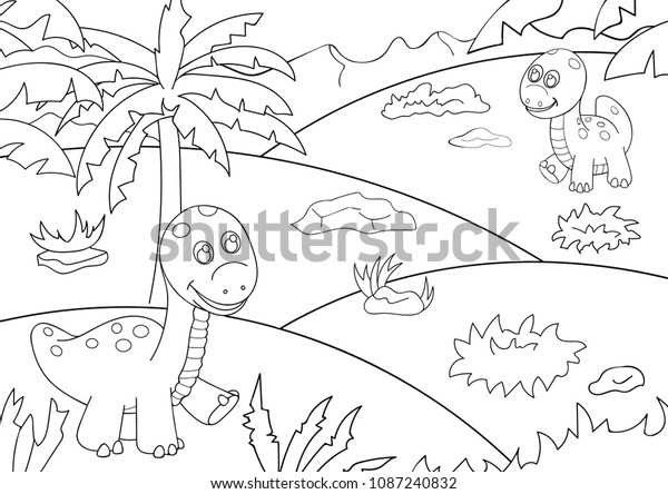 Download Coloring Book Animal Funny Cartoon Two Stock Vector Royalty Free 1087240832