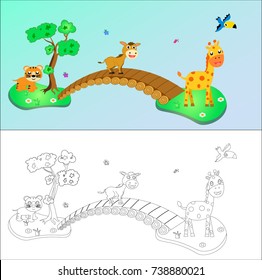 coloring book animal for kid. vector cartoon illustration
