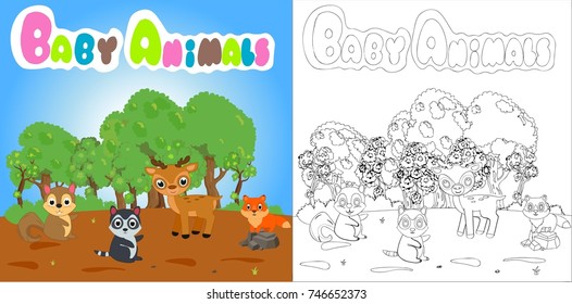 coloring book animal. vector cartoon illustration
