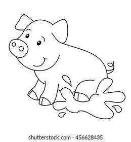 Coloring book with animals farm, pig vector