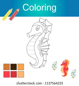 Coloring book with animals outline artwork page vector illustration. Coloringbook children learning kindergarten activity worksheets.