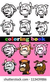 Coloring book of animals, vector