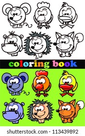 Coloring book of animals, vector