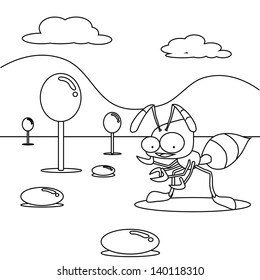 Coloring book,  the ant in the candy land
