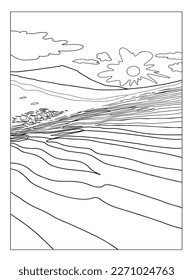 Coloring book antistress for children and adults . The desert landscape
