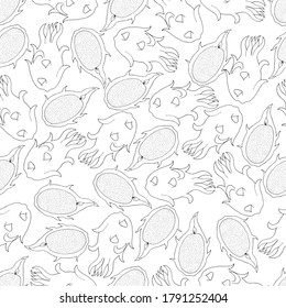 Farbbuch Antistress nahtloses Muster Wallpaper mit Pitaya